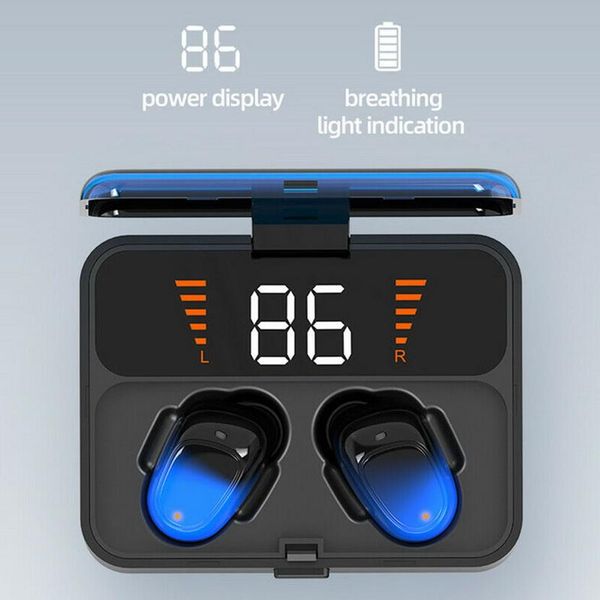 

es01 tws bluetooth headset v5.0 wireless earphone touch screen 9d stereo sports waterproof earpiece handpower led display