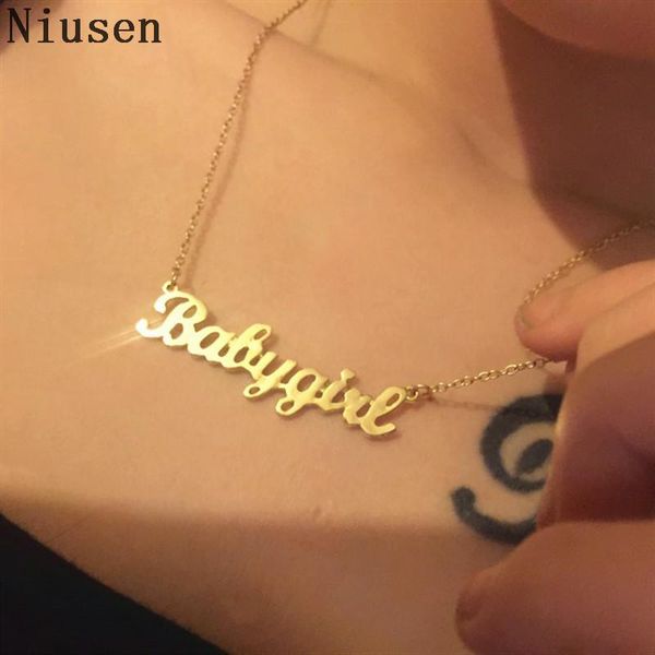 

pendant necklaces personalized cute daddy' girl babygirl necklace custom pendants for children's birthday gift honey jewelry, Silver