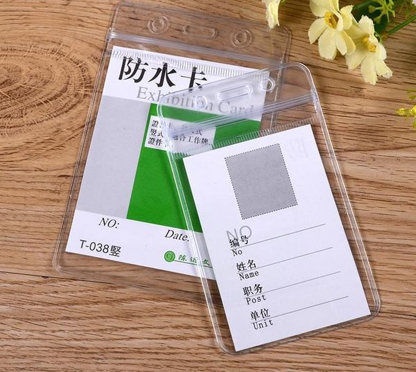 

transparent vertical 68x110mm soft waterproof id badge holders pvc name card case certificate plastic horizontal sn1019