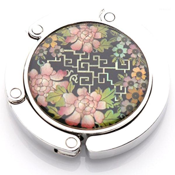 

bag hook bag holder handbag holder foldable hook, round flower pattern1