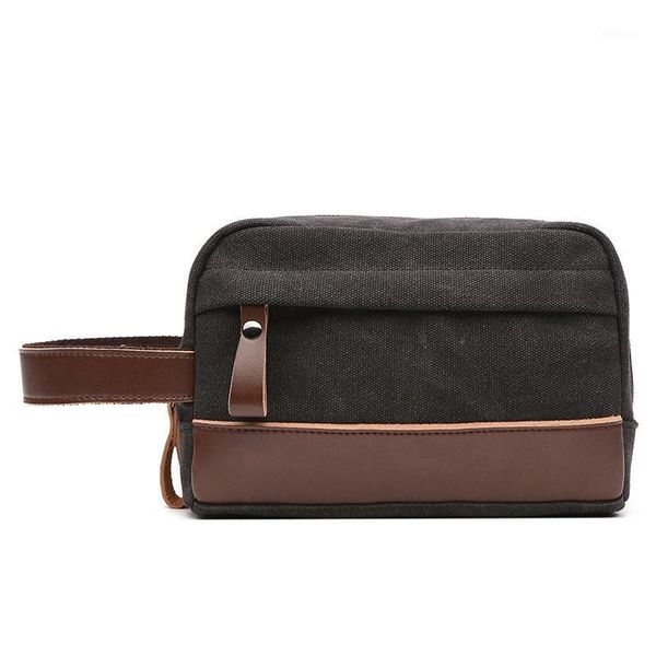 

toiletry beauty case bag leather trim canvas shaving dopp case neceser travel cosmetic makeup bag organizer pouch black1