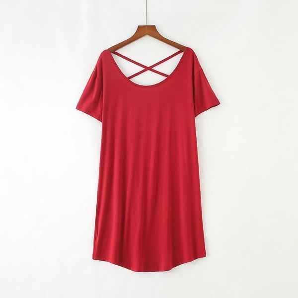 

bathrobe korean version of the home service new nightgown women spring and summer modal short-sleeved skirt backless loose1, Black;red