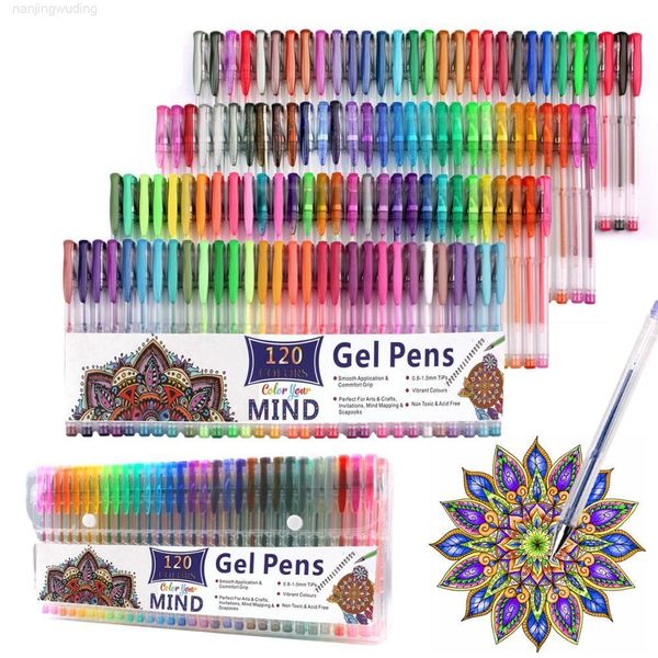 

colors gel pen set 100 120 drawing painting schedules 0.5 mm glitter color for school and office delivers