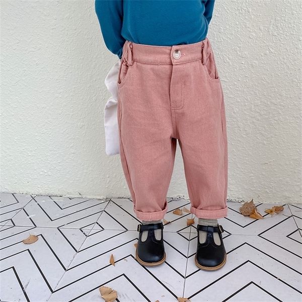 

spring autumn 2020 girls casual 3 colors woven pants boys all-match solid color trousers lj201019, Blue