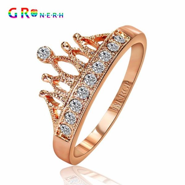 

gr.nerh selling gold-color princess crown 10 pcs zircon rings wedding ring for women, Golden;silver