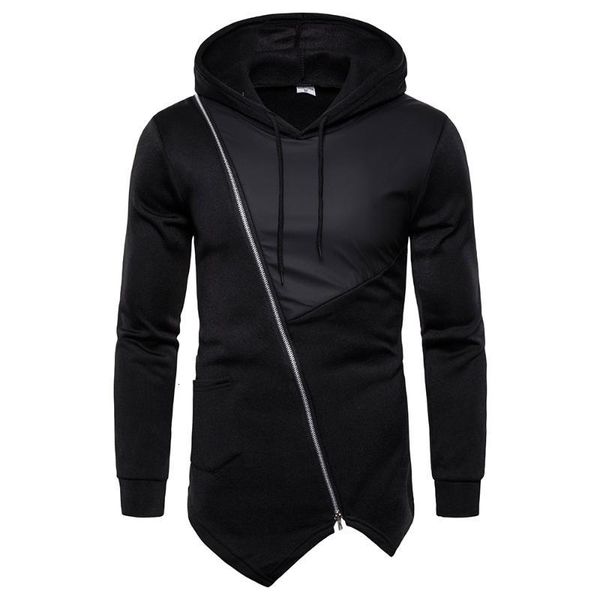 

black irregular zipper hoodie men 2020 brand long sleeve mens hoodies sweatshirts streetwear casual hooded tracksuit male 3xl