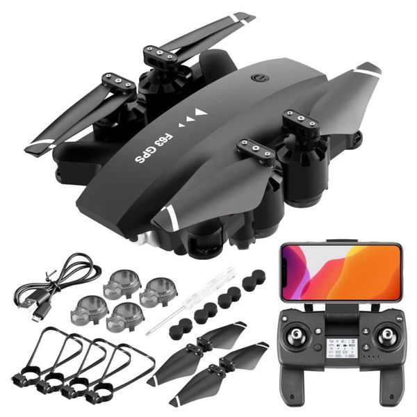

drones rc drone f63 with hd dual camera 4k gps aerial pography fpv wifi foldable quadcopter wide angle 360 degree toy for children