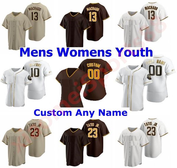 

custom men women kids manny machado 23 fernando tatis jr. 13 tony gwynn 19 eric hosmer brown is back 2020 season baseball jerseys, Blue;black
