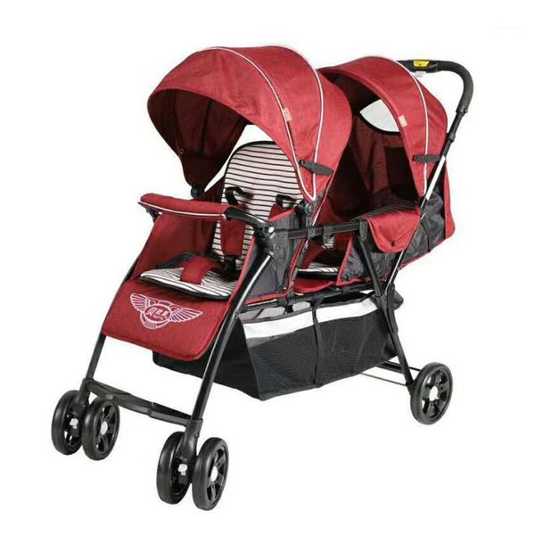 

lightweight four seasons universal aluminum alloy twin baby stroller double seat ifant carriage newborn mutiplecarts0-3years old1
