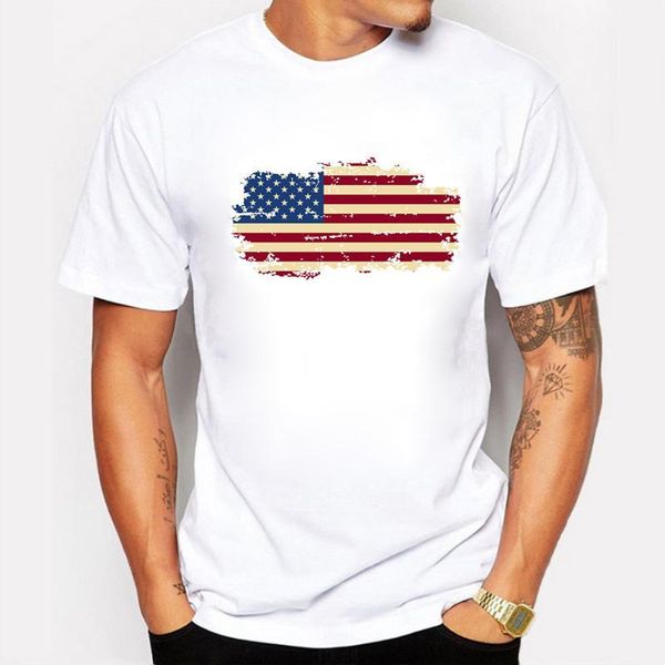 

2017 summer usa flag men t shirts 100% cotton short sleeve fans nostalgia united states flag style t-shirts for men1, White;black