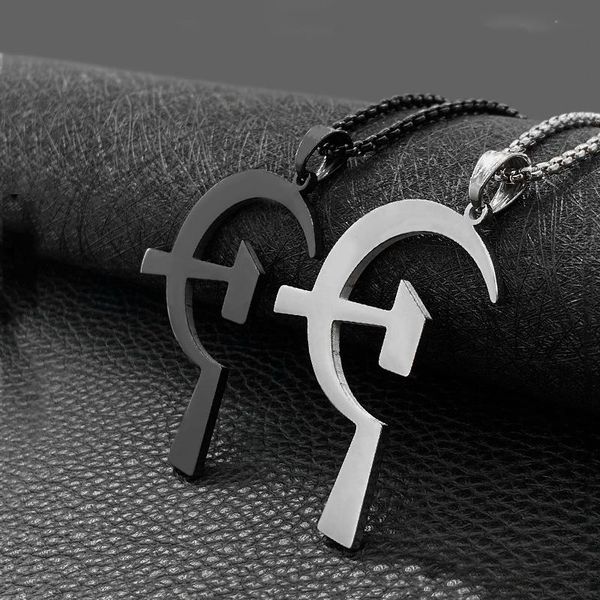 

fashion titanium steel sickle hammer pendant hipster necklace pendant sale, Silver