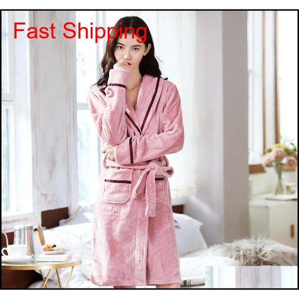 

winter pyjama couple sleepwear bath robe men women flannel bathrobe coral fleece pajamas hombre night dressing gown jllycc yummy_shop