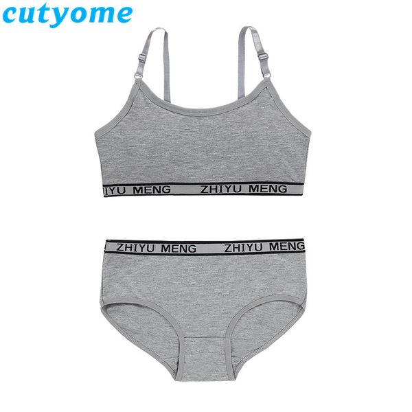 

young girls bra and panties sets cotton teenagers girls lingerie+ size underwear kids puberty training bra vest panties 14y c1021, Camo