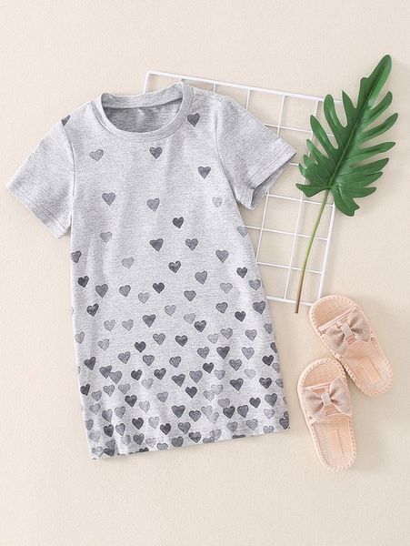 

toddler girls heart print dress she, Red;yellow