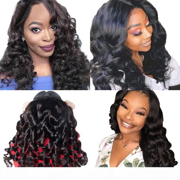 

brazilian hair weave bundles with frontal closure human hair bundle deals loose wave non-remy hair, Black;brown