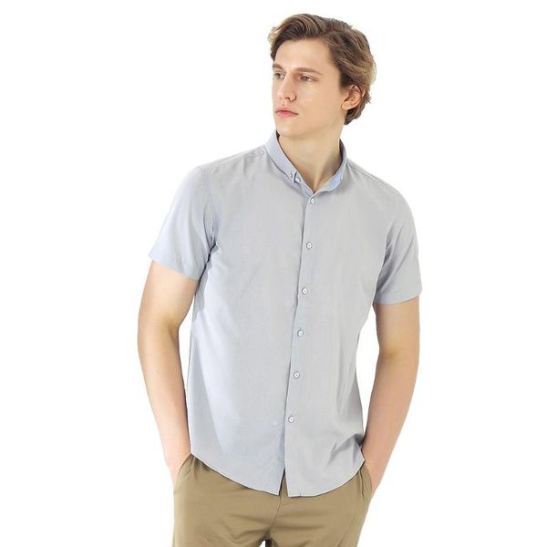 

summer new fashion casual men's solid color short sleeve shirt, White;black