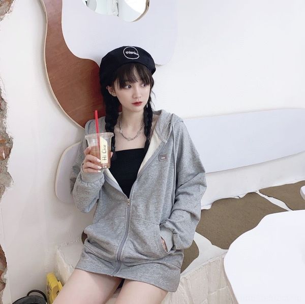 

vezo7 новых женская свободная большой версия зима женщин свободной кардигана осенью нового hoodiezipper пара hoodie тенденции толстовка боль, Black