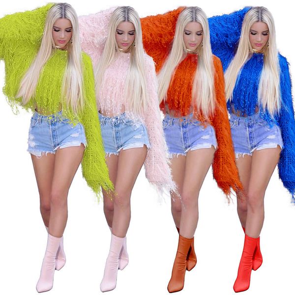 

2020 custom round neck striped hollow loose sunscreen blouse aircon fringed knitted long sweater pullover8uy, Black