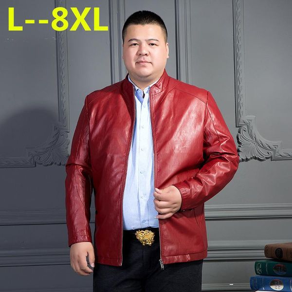 

men's fur & faux 10xl 8xl 6xl 5x motorcycle leather jackets men solid business casual coats autumn winter clothing bomber jacket for ma, Black