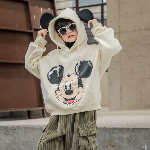 

children's plush hooded sweater autumn and winter wear, Black