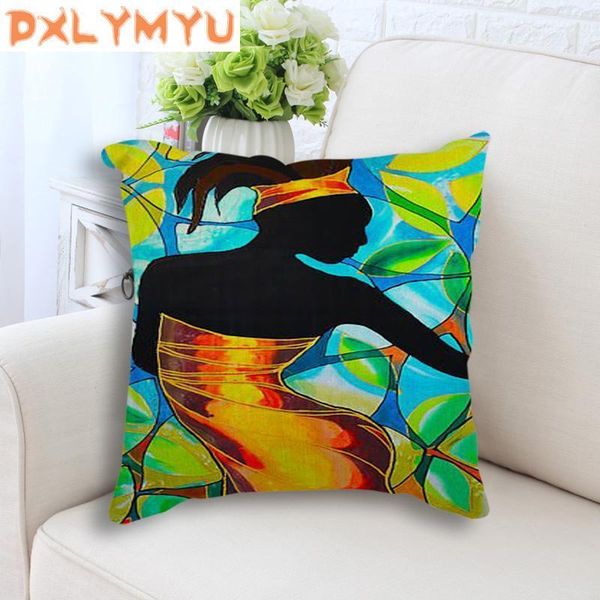 

african oil painting color cushion covers african style cushion cover for sofa decorative beige linen pillow case 45x45cm1