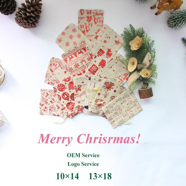 

jingle bells new year bag party decor sachet gift organizer christmas pouches 10pcs/lot santa gift drawstring bag can pr bbyqlu