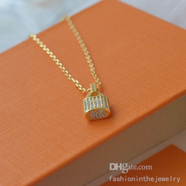 

luxury necklace designer jewelry fashion wedding rose platinum bear bag lock thin gold chain necklaces women for pendant silver girlfriend b