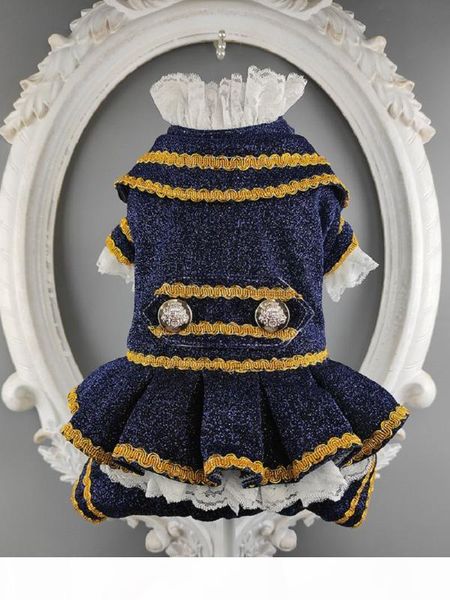 

бесплатная доставка одежды собаки собака костюм животное полукомбинезона кружевной воротник манжеты рубашки блестеть синий королевский суд п