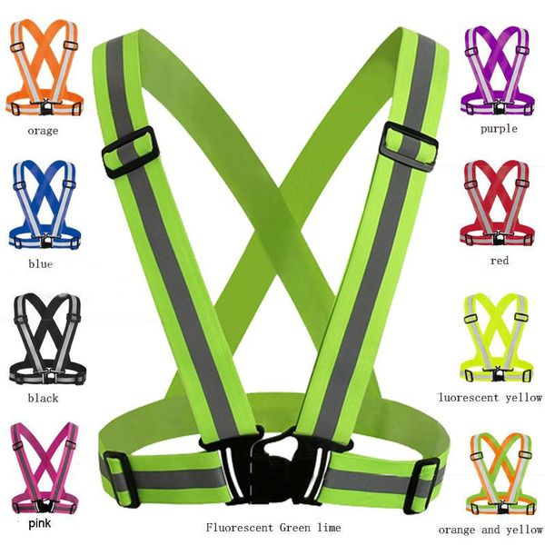 

safety gear night sports running reflective vest clothing high visibility adjustable elastic strip vest jacket for traffic safety cycling, Silver