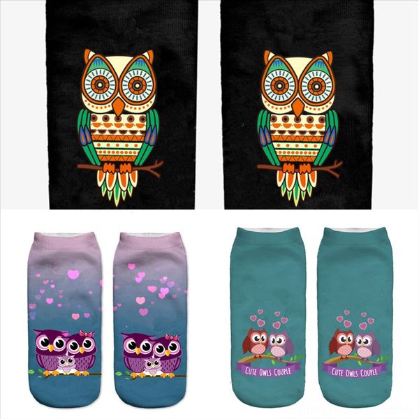

vumtw novelty art cotton men pattern printed dress socks happy owl sox painting crew harajuku design gogh 3d print sock andretro animal, Black