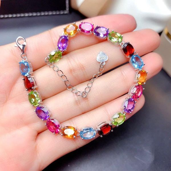 

luxury colorful bracelet inlay oval cubic zirconia fashion s925 jewelry for women wedding party unique dainty accessories, Golden;silver