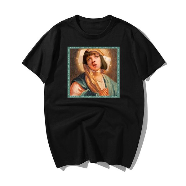 

funny movie mia wallace pulp fiction fashion summer virgin mary hip hop streetwear sport hooded sweatshirt hoodie men t shirt