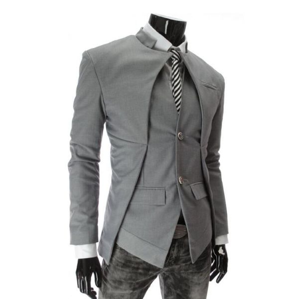 

2021 autumn fine casual men fitting men's blazers asymmetrical design suit jacket white businessmen blasting singer stage attire dxyy, White;black