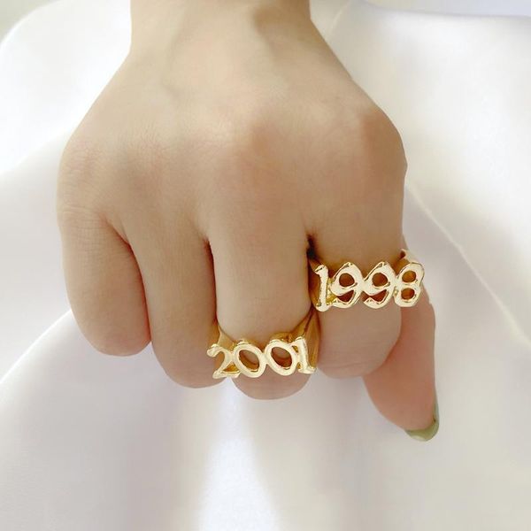 

cluster rings 1991-2005 birth year number for women men gothic birthday date ring special gold friendship gift, Golden;silver