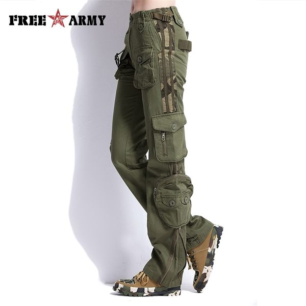 

large size cargo pants women winter military clothing tactical pants multi-pocket cotton joggers sweatpants army green trousers 201228, Black;white