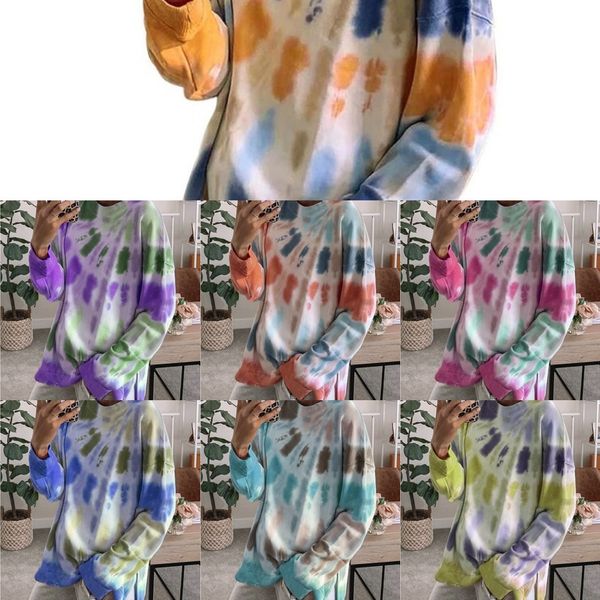 

fhlev 2020 loose and autumn long sleeve women's clothing new round neck casual winter tie-dyed sweater sweatersweater for women rof3x, Black