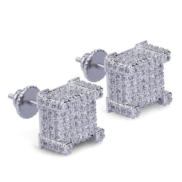 

fashion screw back cz earrings stud men brand designer hiphop jewelry gold silver zircon pierced ear stud sqcraz new_dhbest