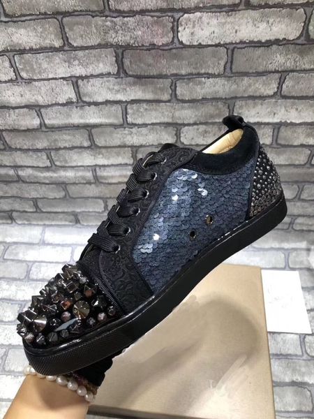 

luxury rantulow black strass calf red bottom junior sneakers shoes designer low men brand casual outdoor women's sports 35-47size