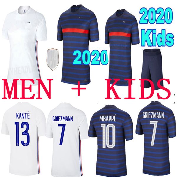 

2020 france mbappe griezmann pogba jerseys 2021 soccer jersey football shirts maillot de foot men + kids kit, Black