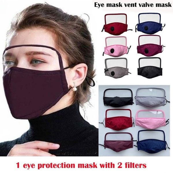 

washable sell face transparent eye shield with 2 filter cotton mouth mask anti dust outdoor cycling safety facemask 8m50