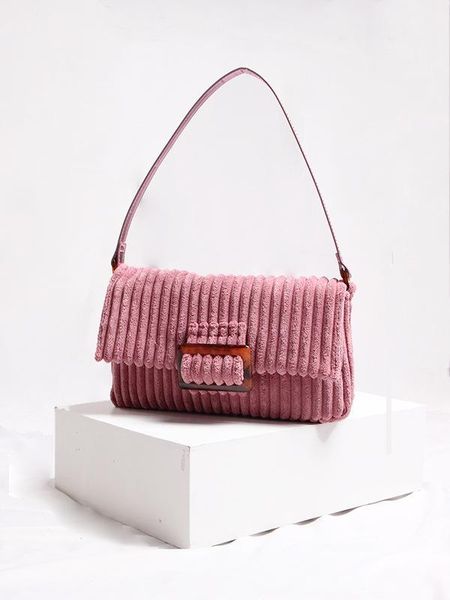 

2020 autumn winter new corduroy clutch bag ladies texture underarm bag personality lock buckle handbag quality shoulder bags
