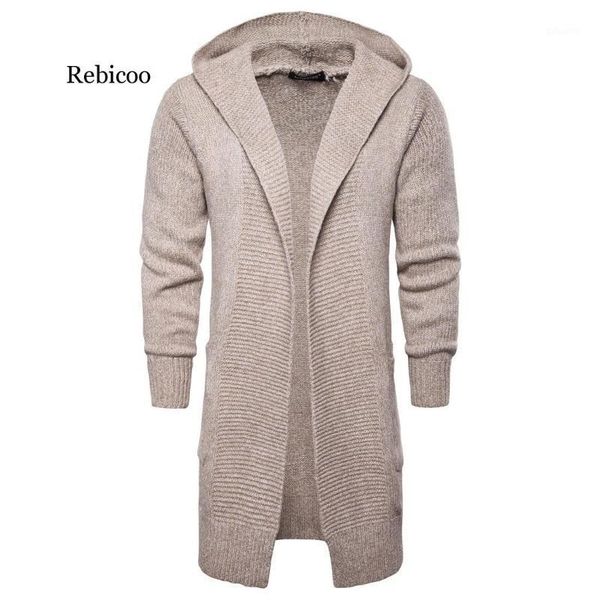 

men autumn hooded sweatercoat new fashion men cardigan casual sweaters winter warm outwear long sweatercoats szie 2xl1, White;black