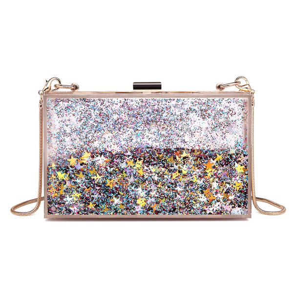

designer evening bags mini shoulder crossbody small square chain box bag womens transparent acrylic glitter liquid bag m180394