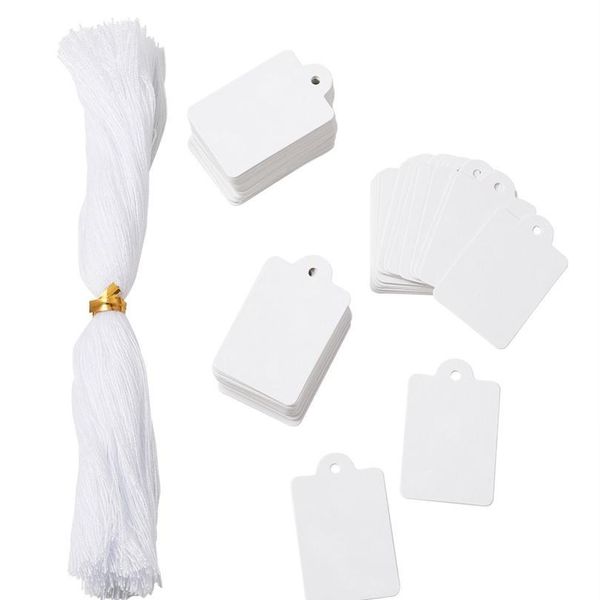 

jewelry display paper price tags white with cotton cord 45x28mm, hole: 2mm; cotton cord: 18cm; 50 bbyuwr