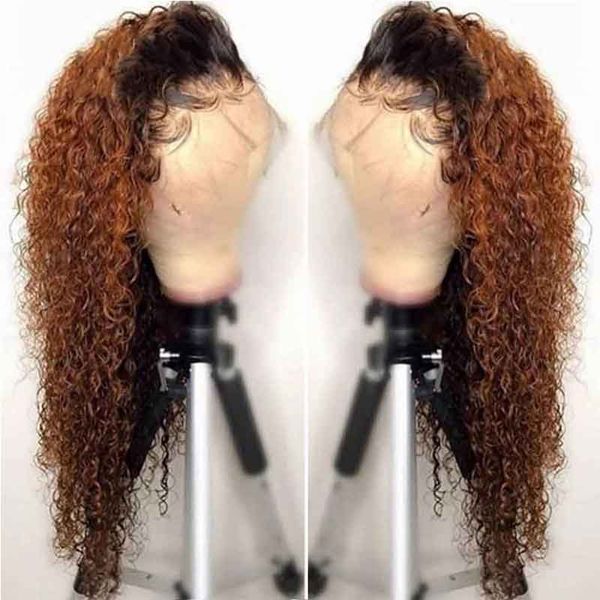 

13x6 ombre water wave lace front wig lace frontal wig black women remy 1b 30 colored lace front human hair wigs preplucked, Black;brown