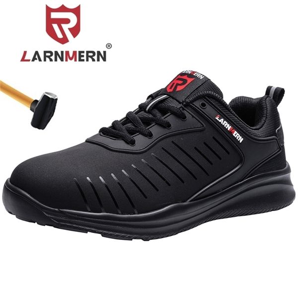 

larnmern men's steel toe safety shoes work boots lightweight anti-puncture non-slip protective footwear fashion sneaker y200915, Black;brown