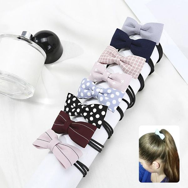 

5pcs lot bow tie elastic hair bands kids dot stirped bow headband headwear girls hair accessories wmtnnn rimmer, Slivery;white