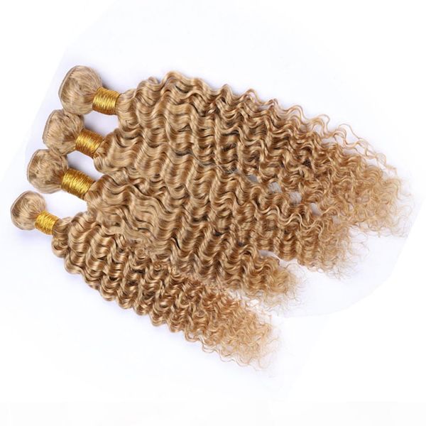 

malaysian honey blonde deep wave virgin human hair 4bundles strawberry blonde deep wave curly virgin human hair weave wefts mixed length, Black;brown