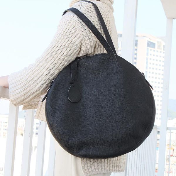 

shoulder bags round women bag 2021 genuine leather soild casual female crossbody lady commuter working creative