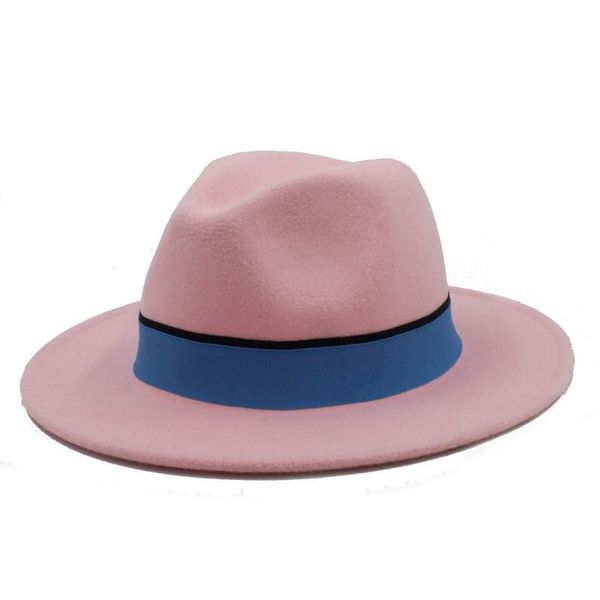 

women men wool fedora hat with wide brim floppy chapeu feminino cloche jazz sombrero caps size 56-58cm, Blue;gray